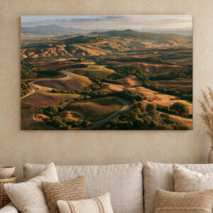 Tuscany Vineyards Aerial Canvas Wall Art