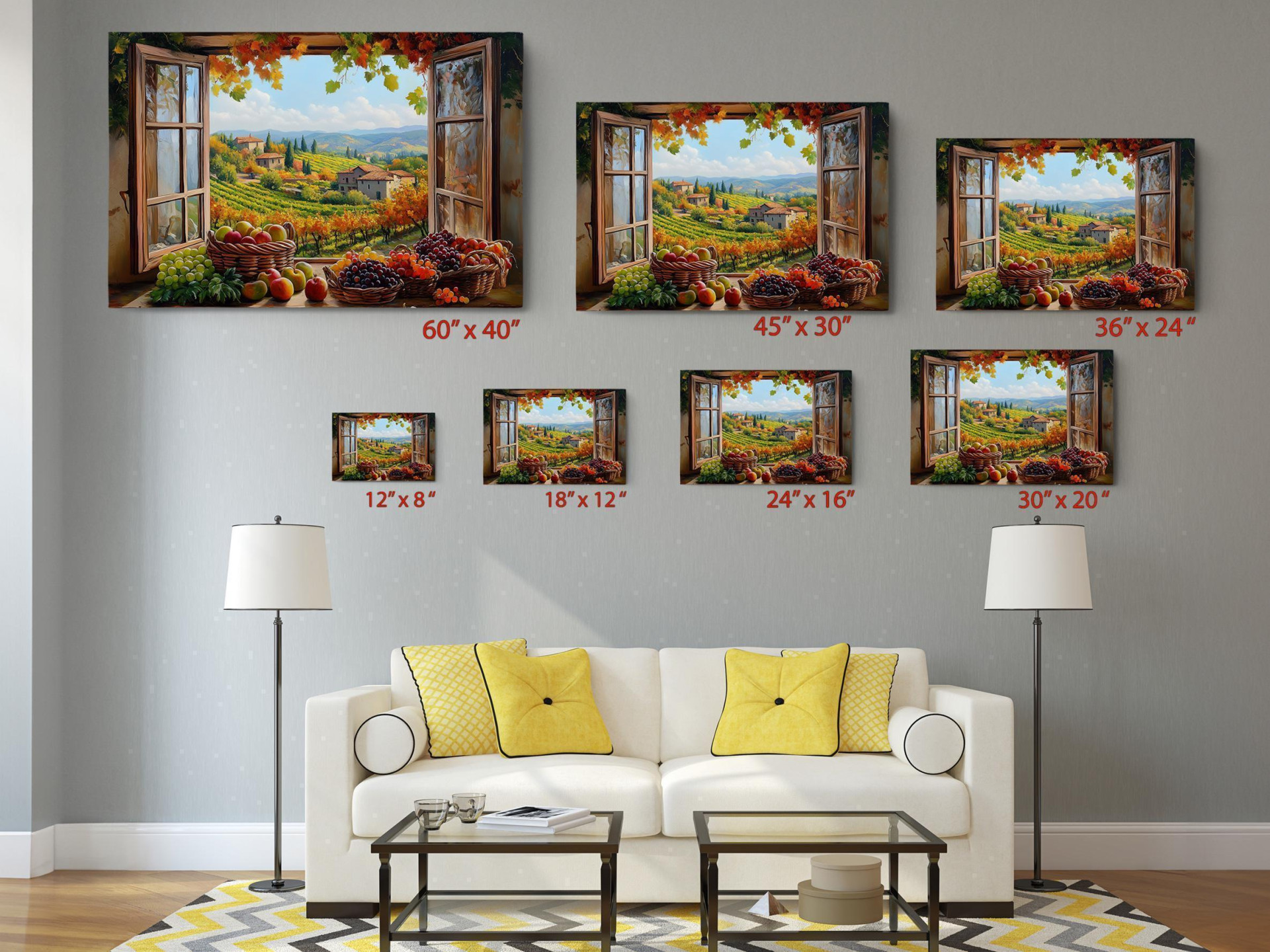 Tuscany Window with Flowers Canvas Wall Art