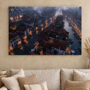 Venice at Night Aerial Canvas Wall Art