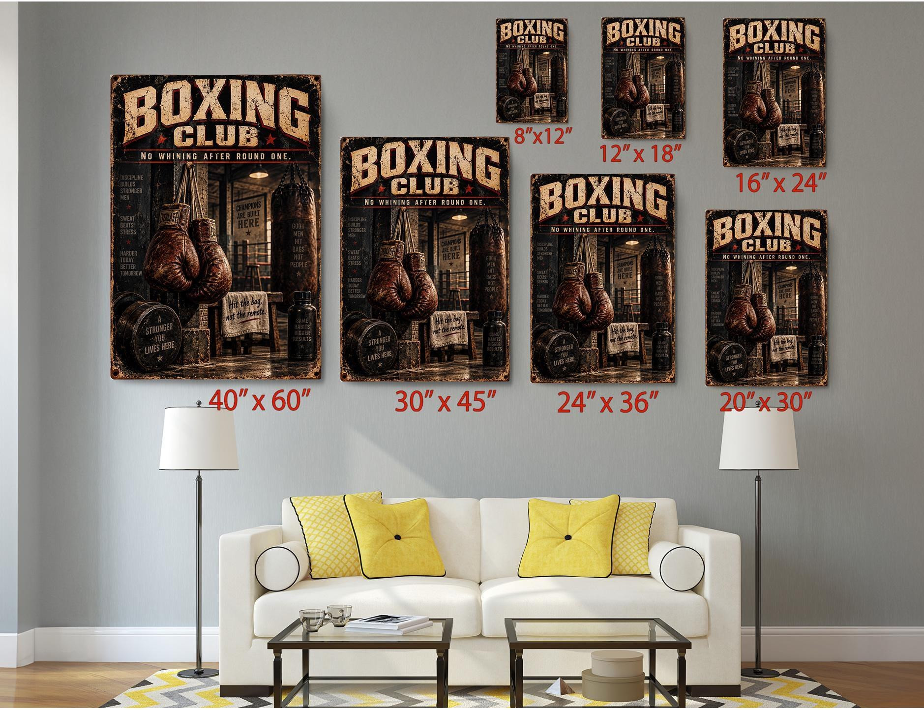 Vintage Boxing Club Canvas Wall Art
