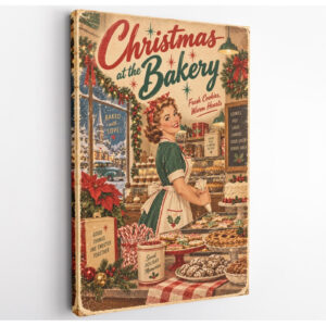Vintage Christmas at the Bakery Canvas Wall Art
