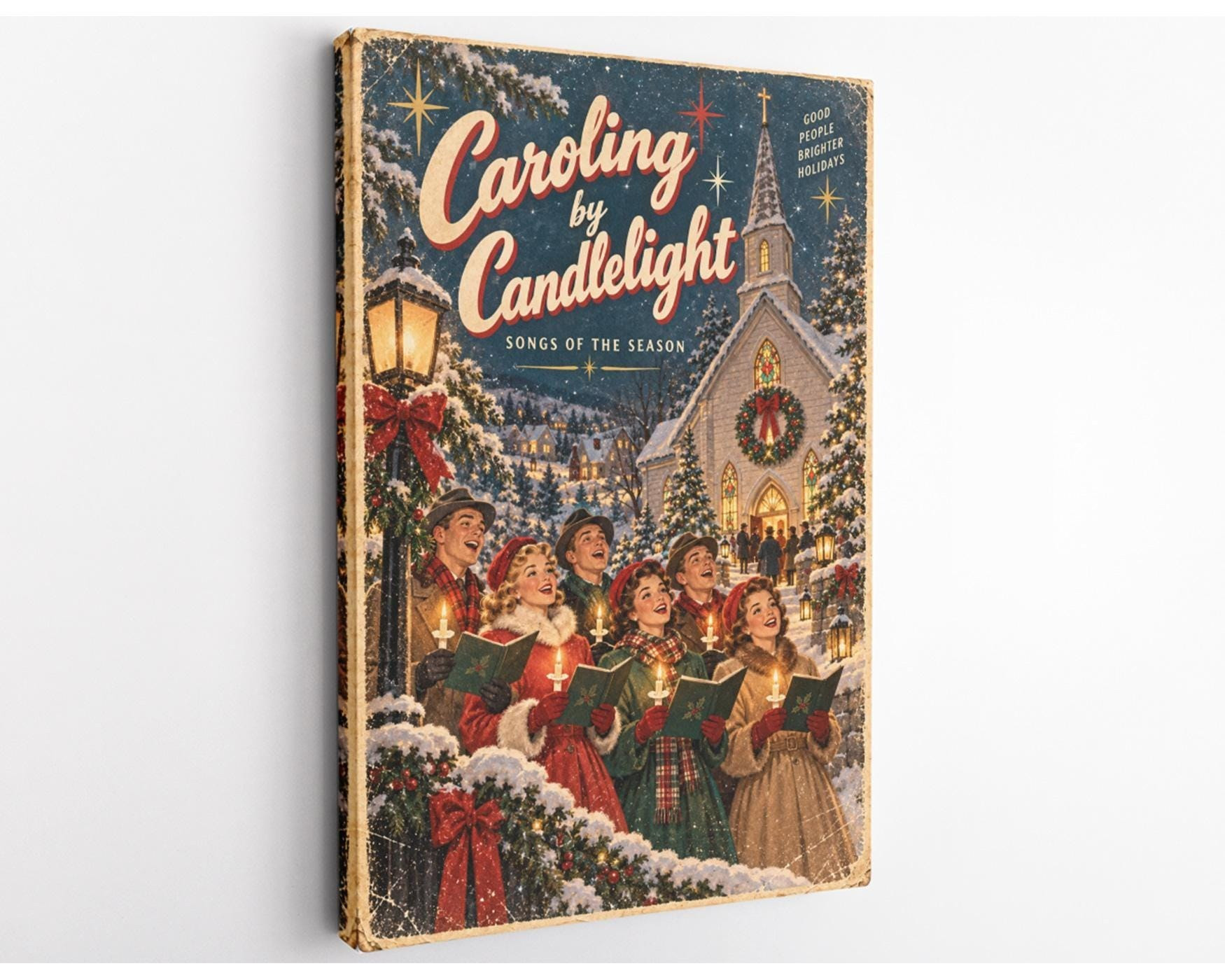 Vintage Christmas Caroling Canvas Wall Art