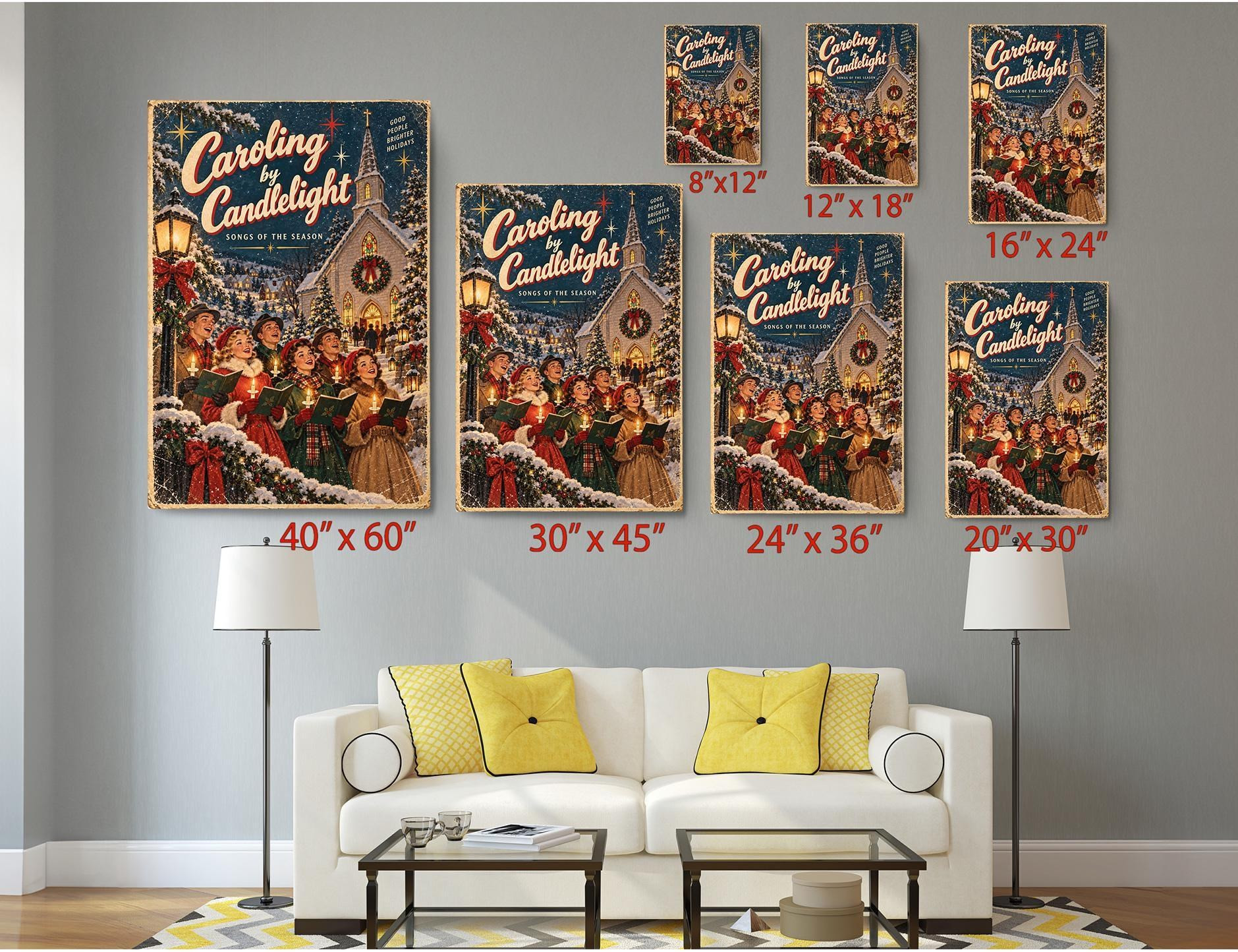 Vintage Christmas Caroling Canvas Wall Art