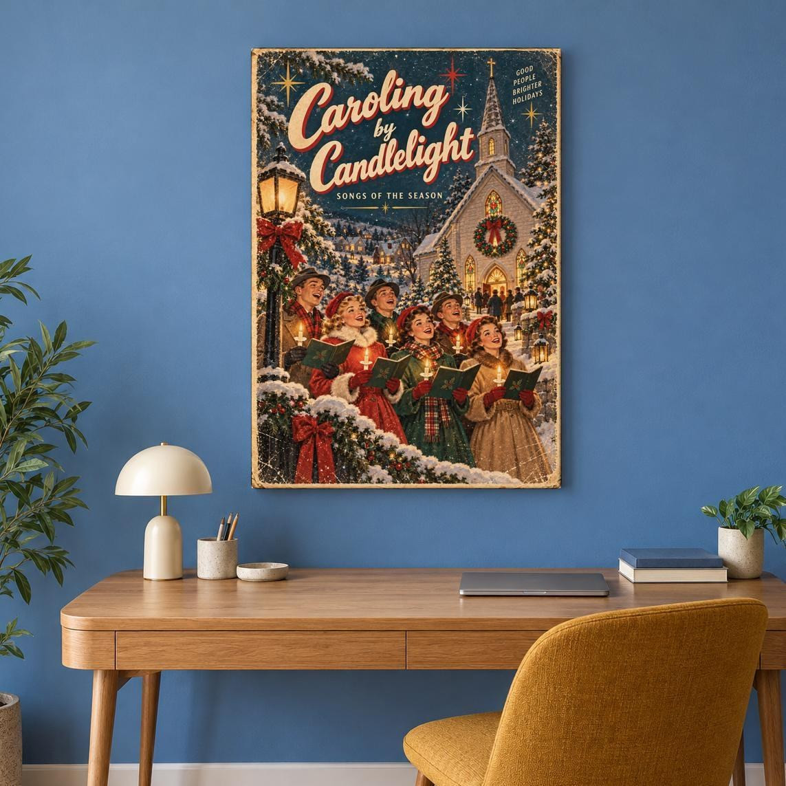 Vintage Christmas Caroling Canvas Wall Art