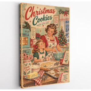 Vintage Christmas Cookies Canvas Wall Art
