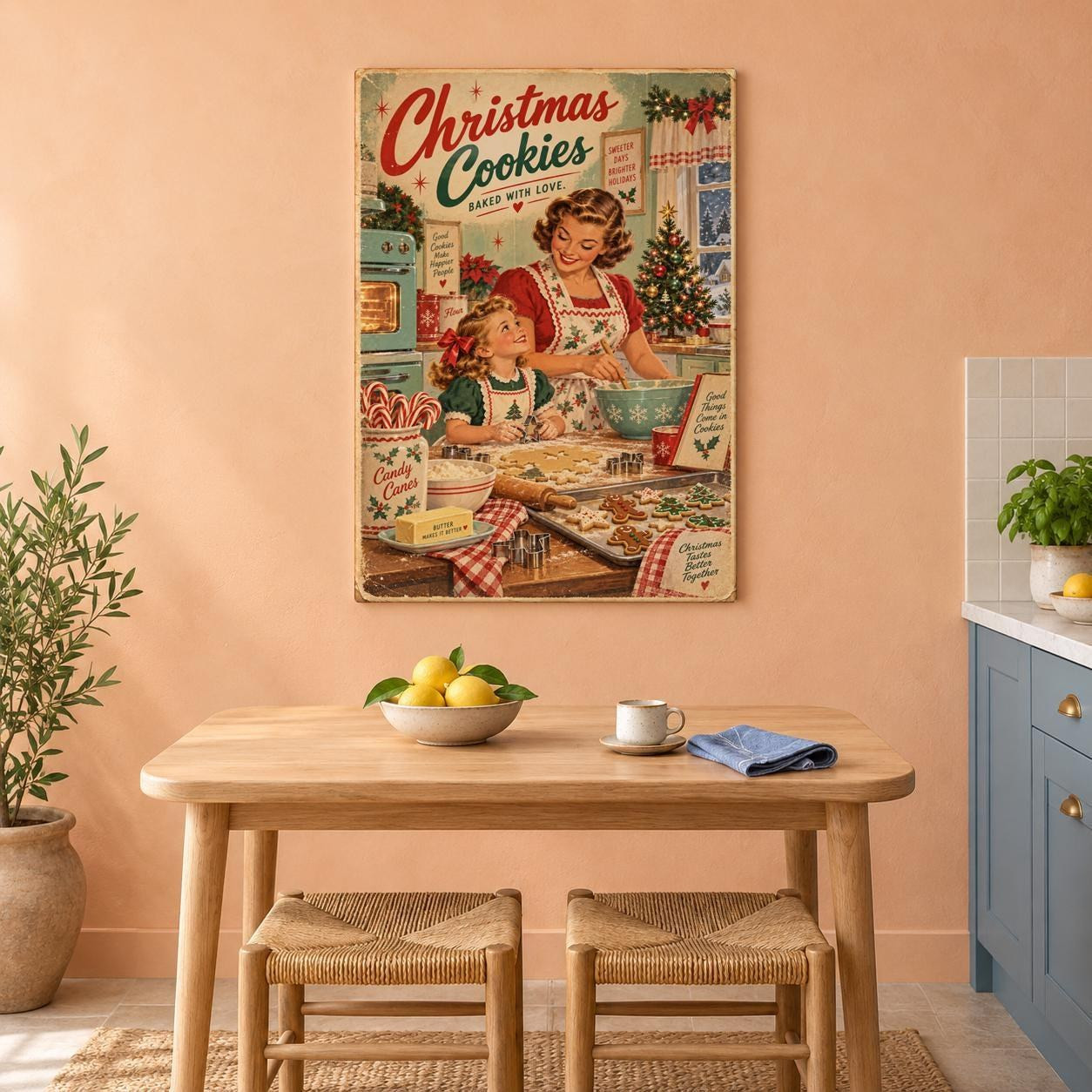 Vintage Christmas Cookies Canvas Wall Art