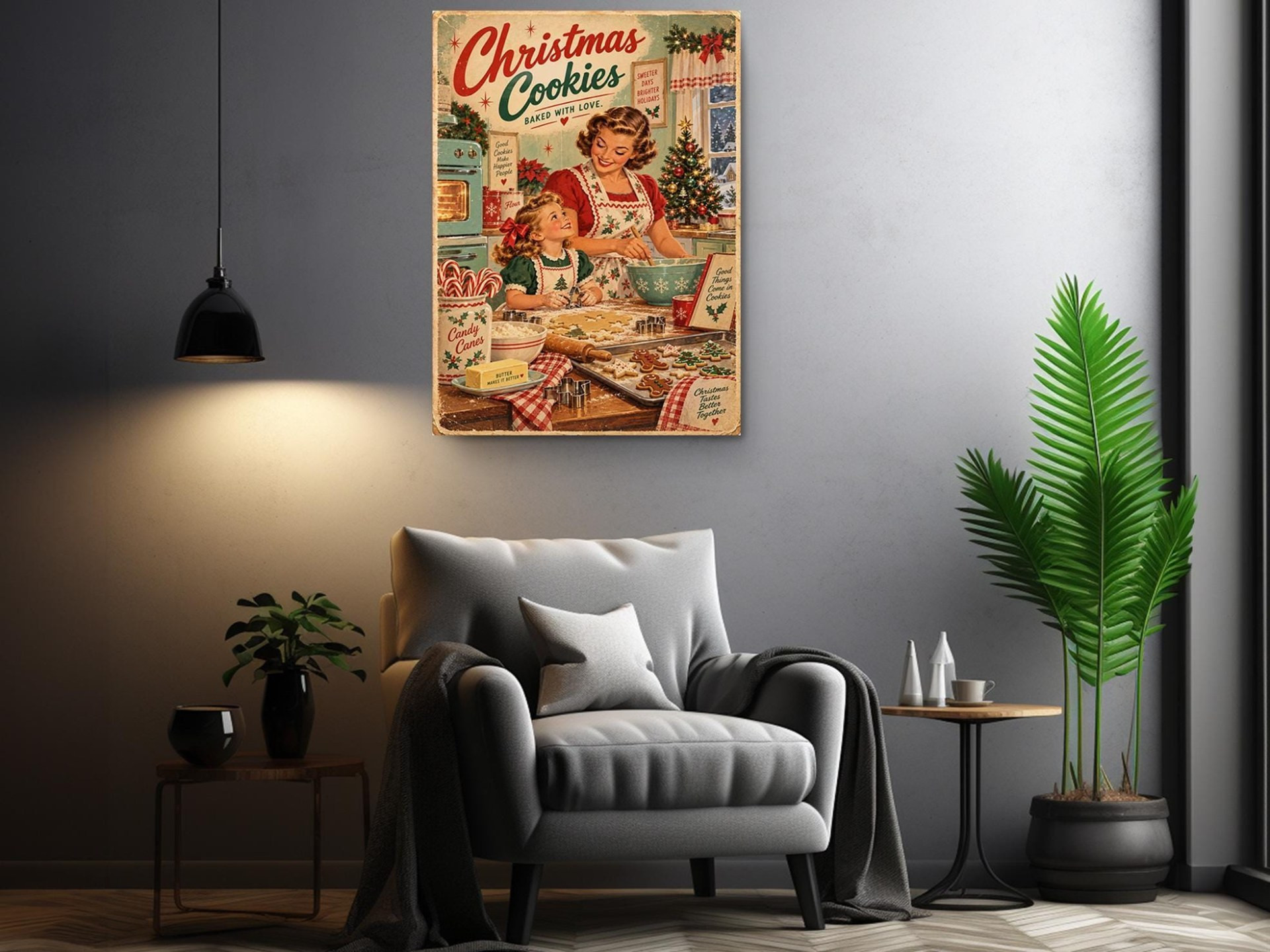 Vintage Christmas Cookies Canvas Wall Art