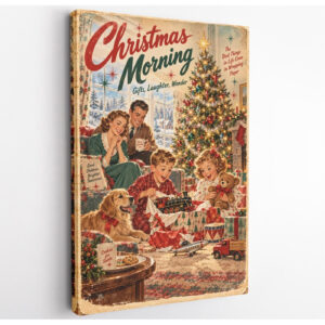 Vintage Christmas Morning Canvas Wall Art