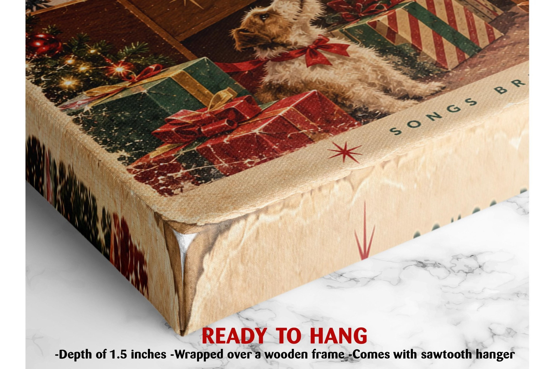 Vintage Christmas Record Shop Canvas Wall Art