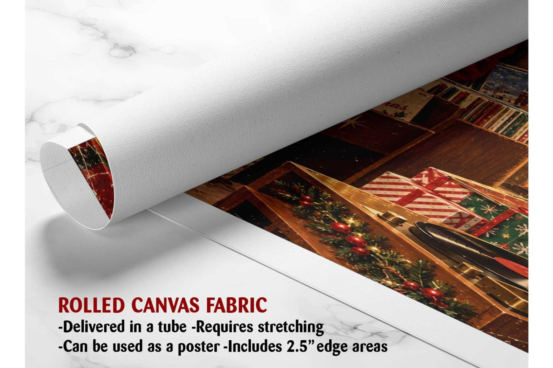 Vintage Christmas Record Shop Canvas Wall Art