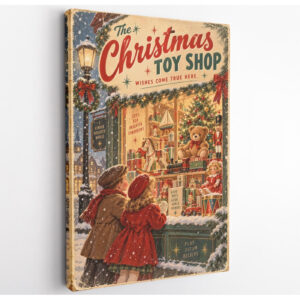 Vintage Christmas Toy Shop Canvas Wall Art
