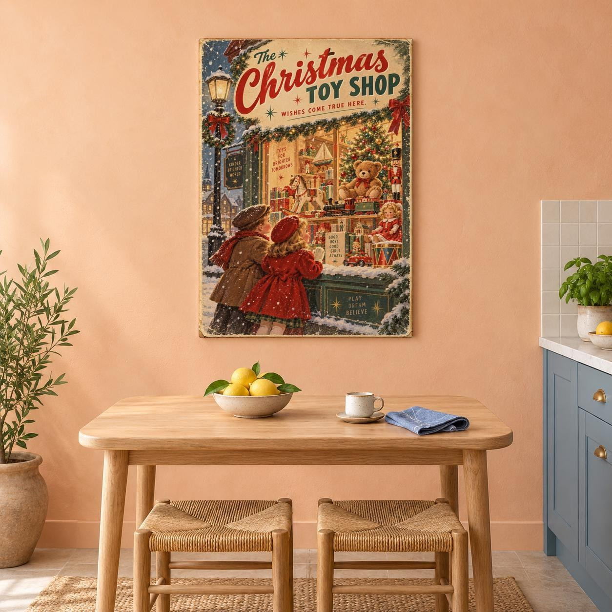 Vintage Christmas Toy Shop Canvas Wall Art