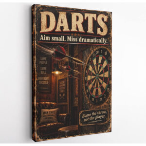 Vintage Darts Sign Canvas Wall Art
