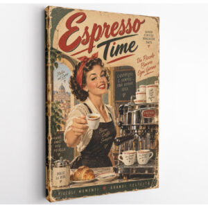 Vintage Espresso Time Canvas Wall Art