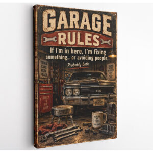 Vintage Garage Rules Canvas Wall Art