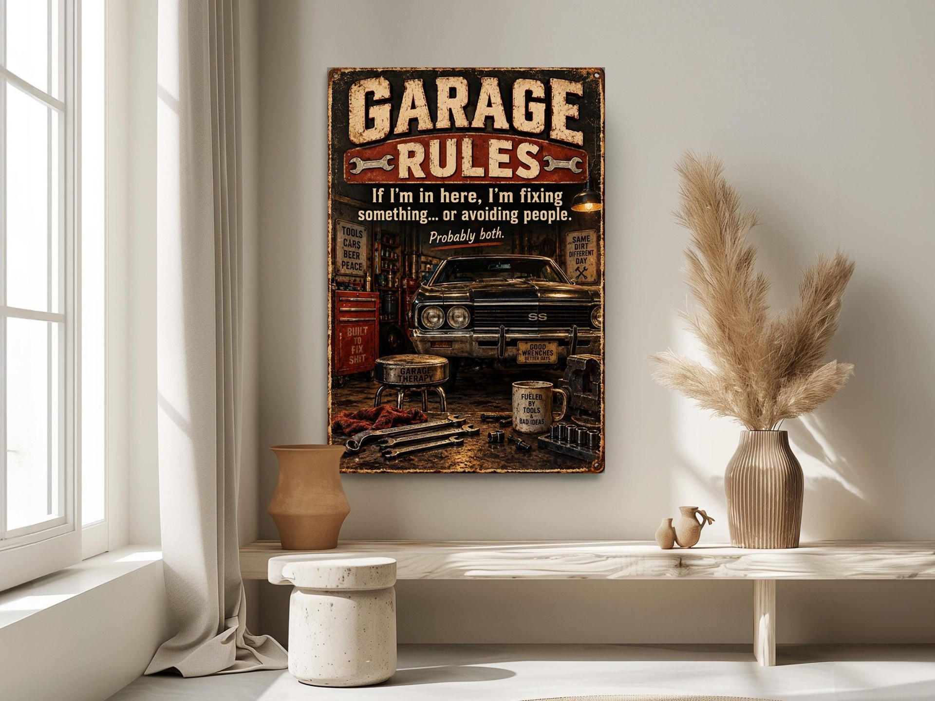 Vintage Garage Rules Canvas Wall Art