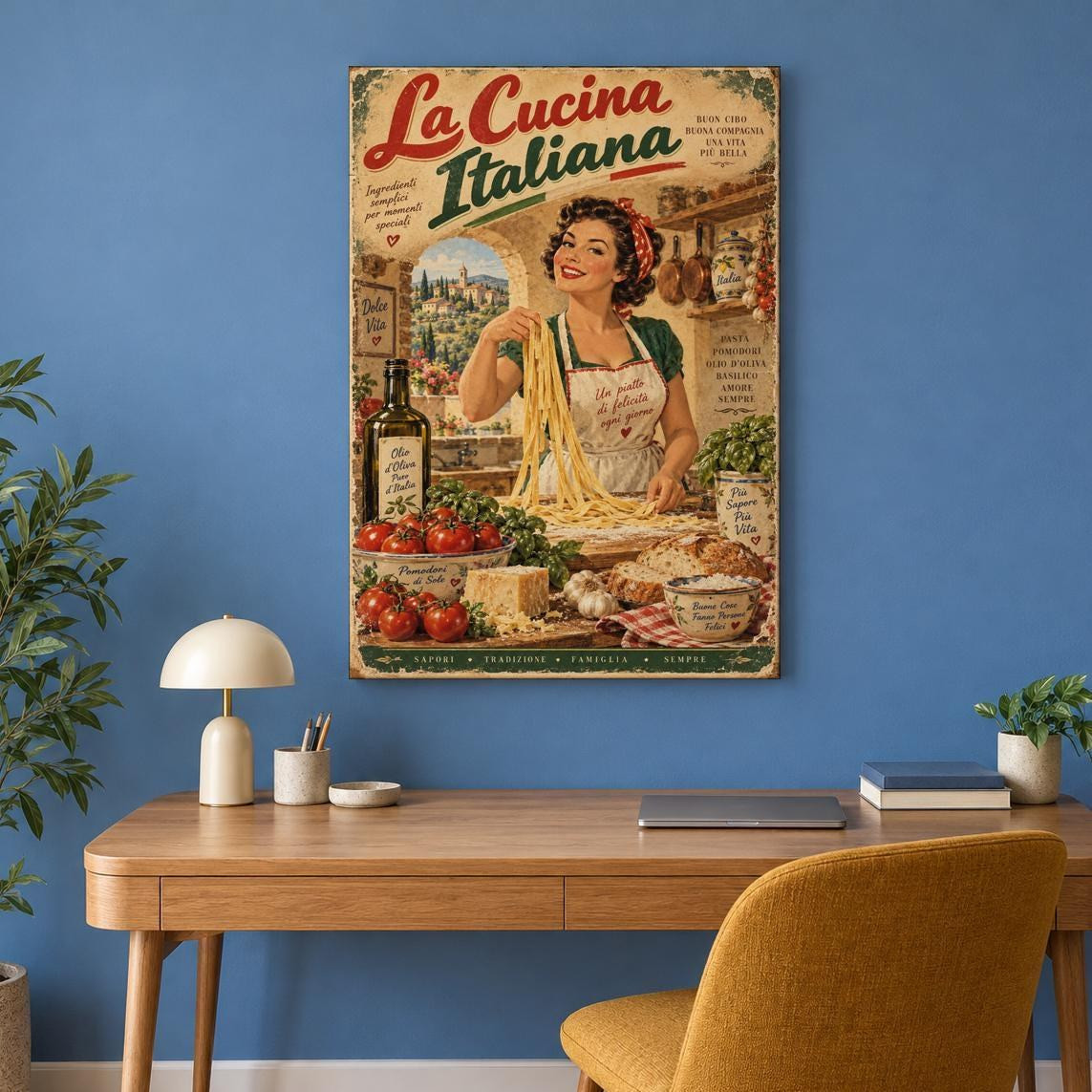 Vintage Italian Kitchen Canvas Wall Art