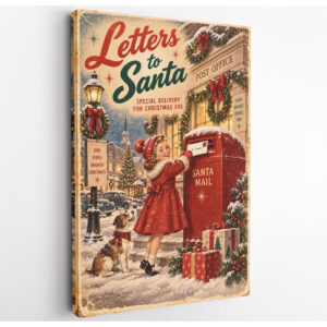 Vintage Letters to Santa Christmas Canvas Wall Art