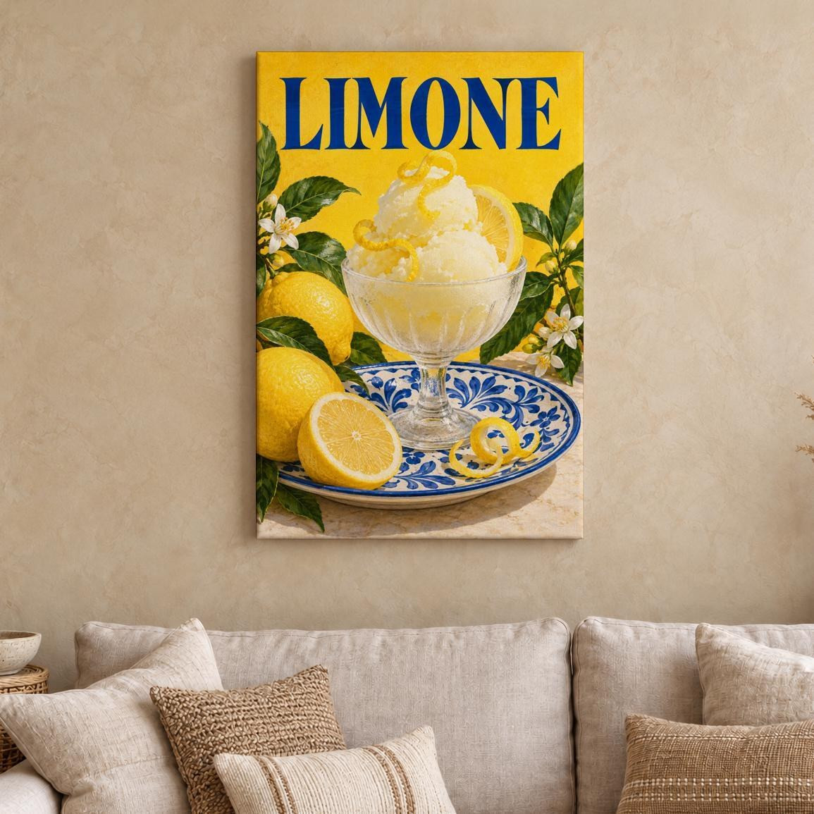 Vintage Limone Lemon Sorbet Canvas Wall Art