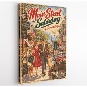Vintage Main Street Saturday Canvas Wall Art