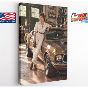 Vintage Muscle Car Garage Canvas Wall Art