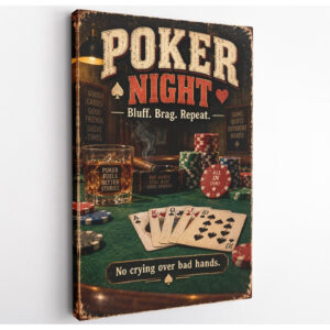 Vintage Poker Night Canvas Wall Art