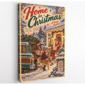 Vintage Station Wagon Home for Christmas Canvas Wall Art