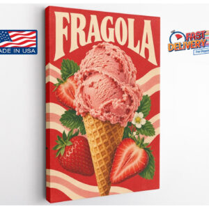 Vintage Strawberry Gelato Canvas Wall Art
