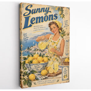 Vintage Sunny Lemons Lemonade Canvas Wall Art
