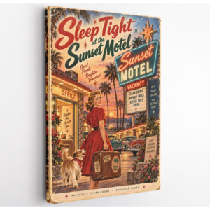Vintage Sunset Motel Canvas Wall Art