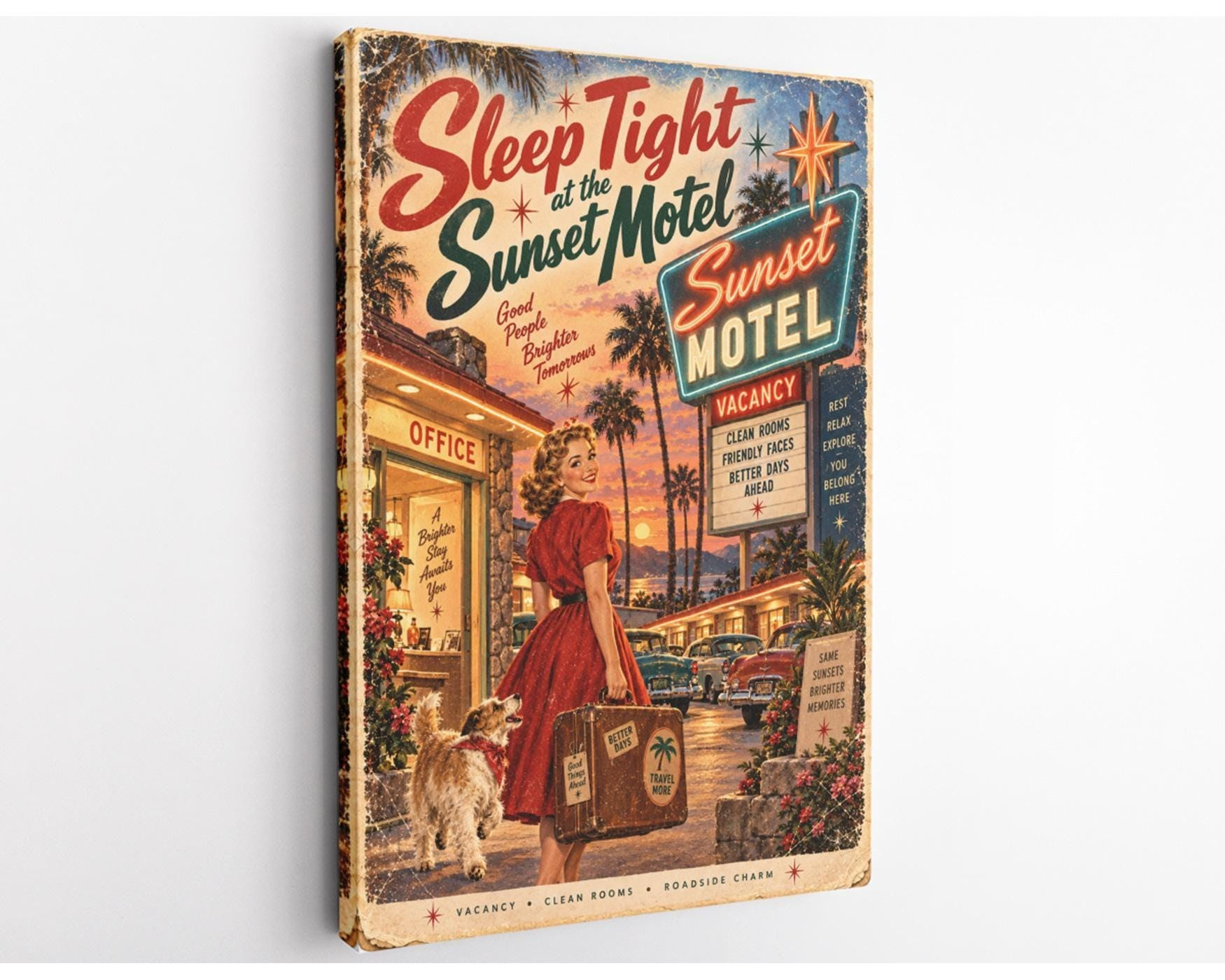 Vintage Sunset Motel Canvas Wall Art