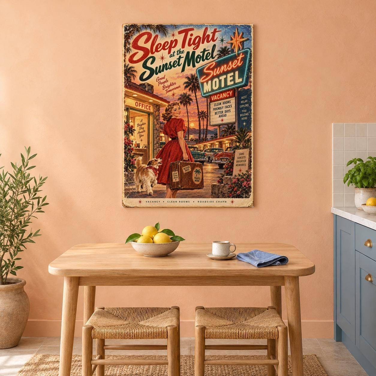 Vintage Sunset Motel Canvas Wall Art