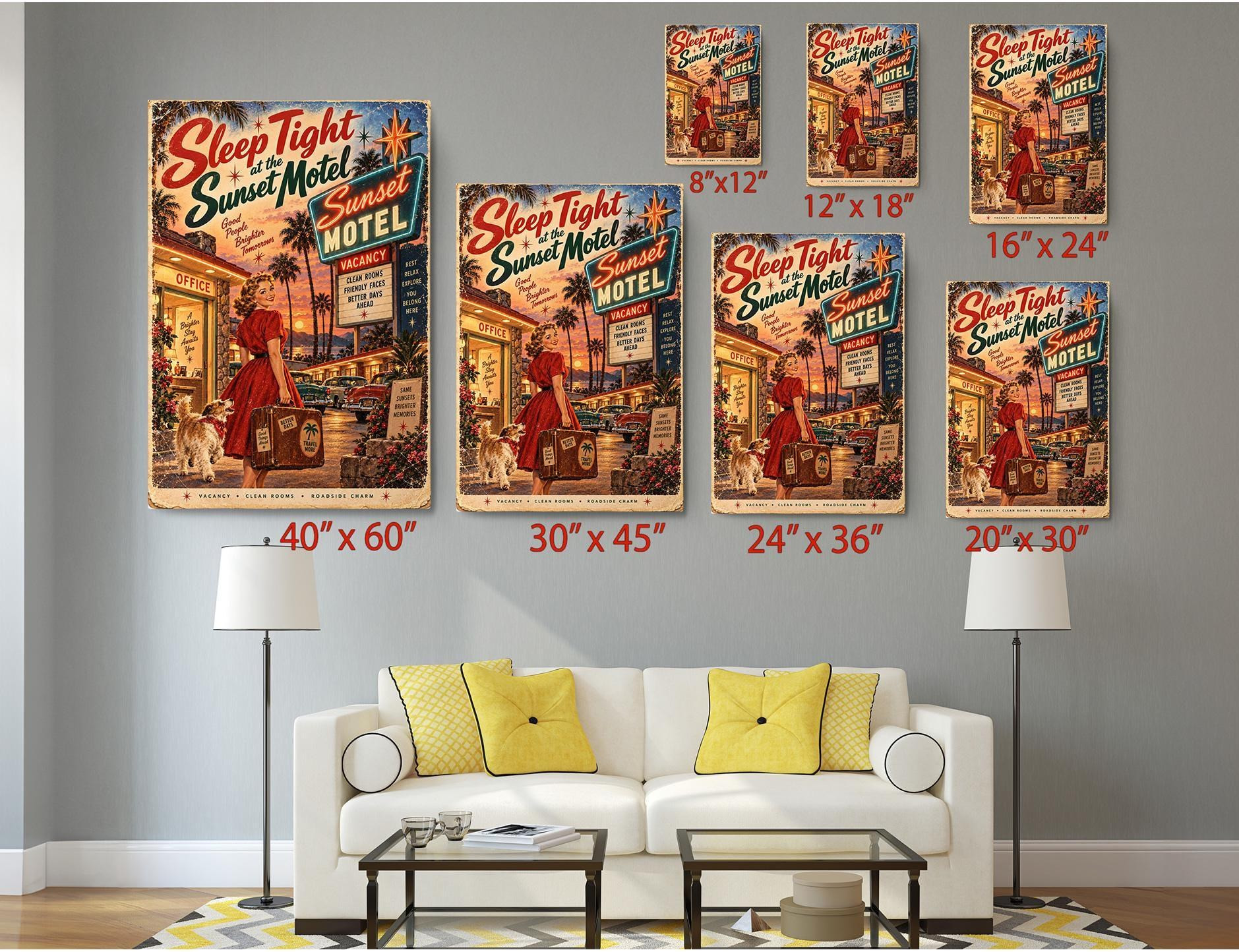 Vintage Sunset Motel Canvas Wall Art