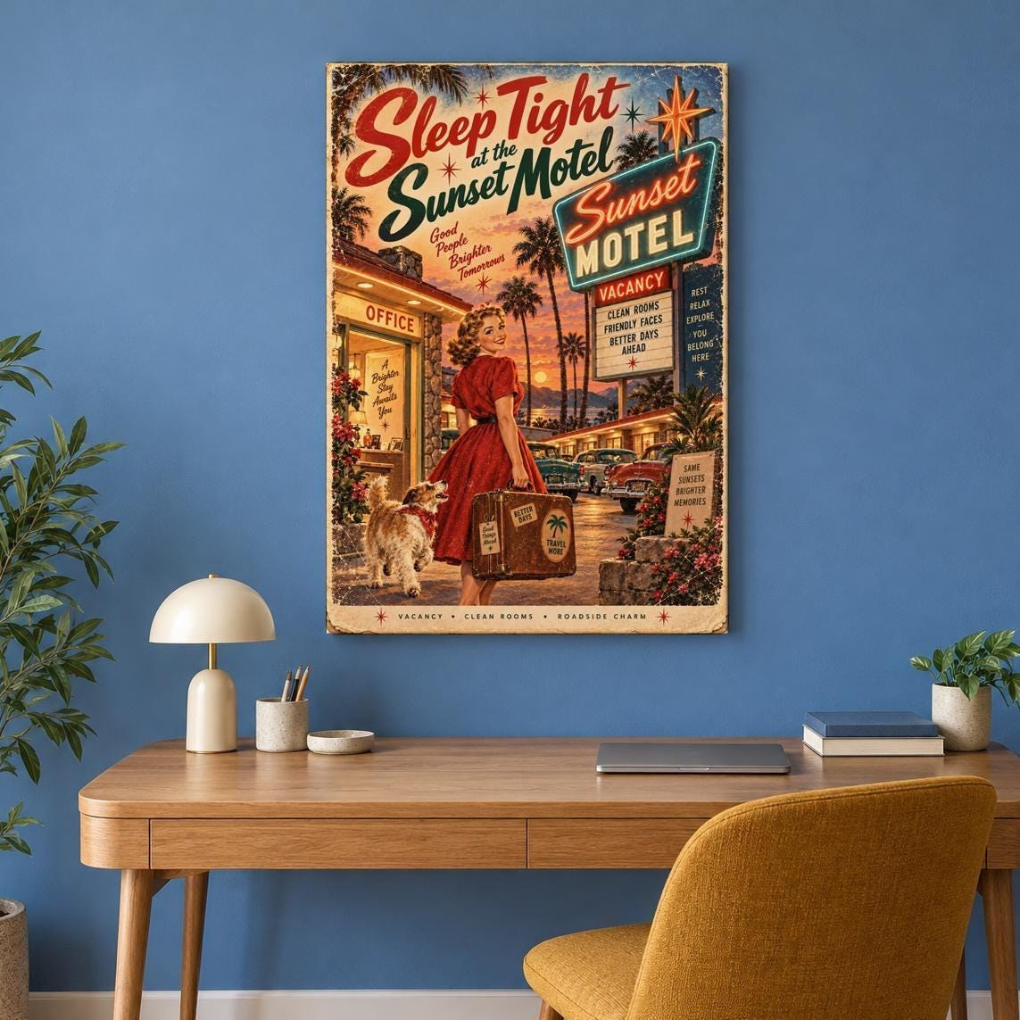 Vintage Sunset Motel Canvas Wall Art