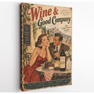 Vintage Wine and Good Company Canvas Wall Art