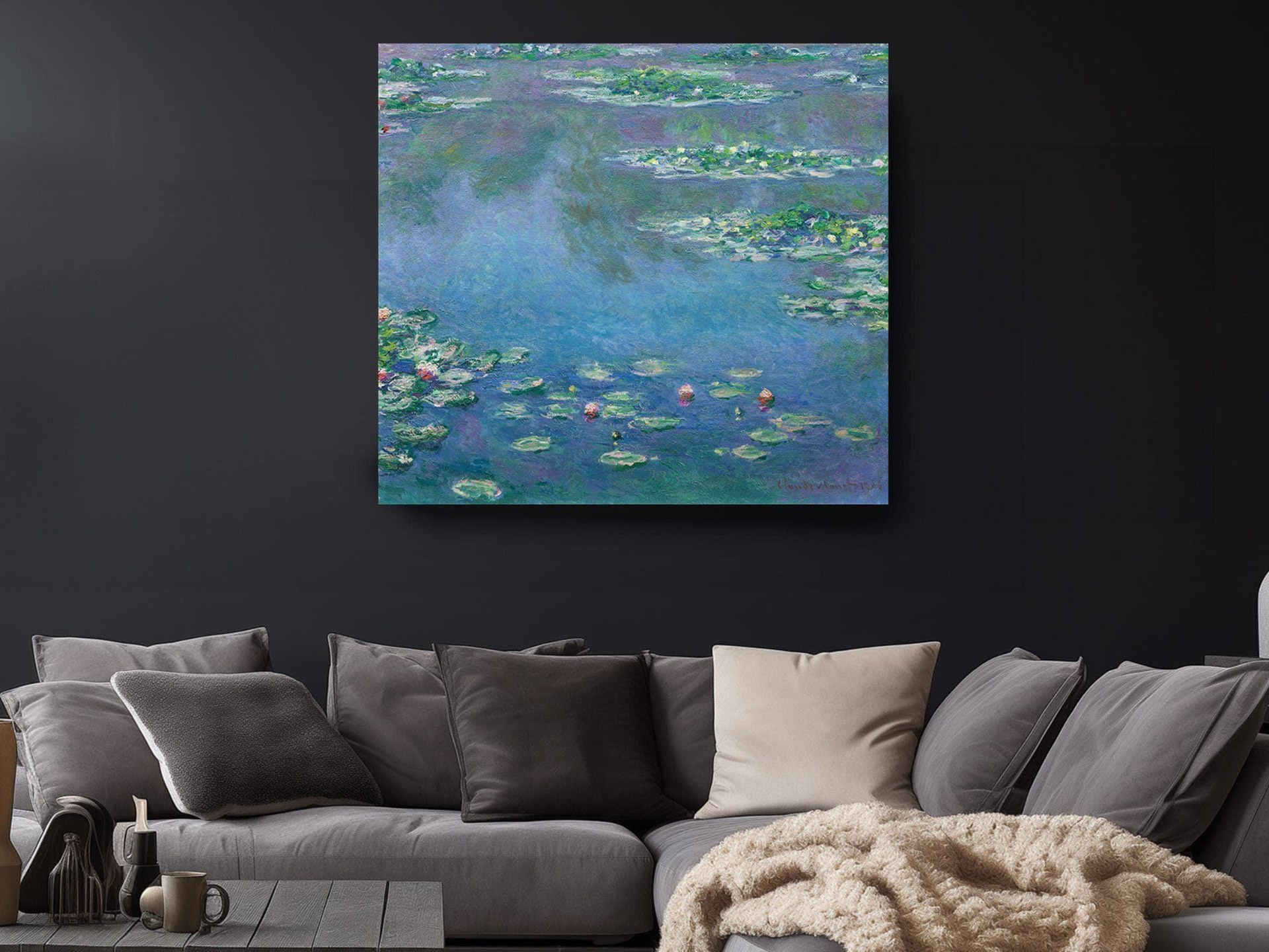 Water Lilies by Claude Monet Square Canvas Wall Art