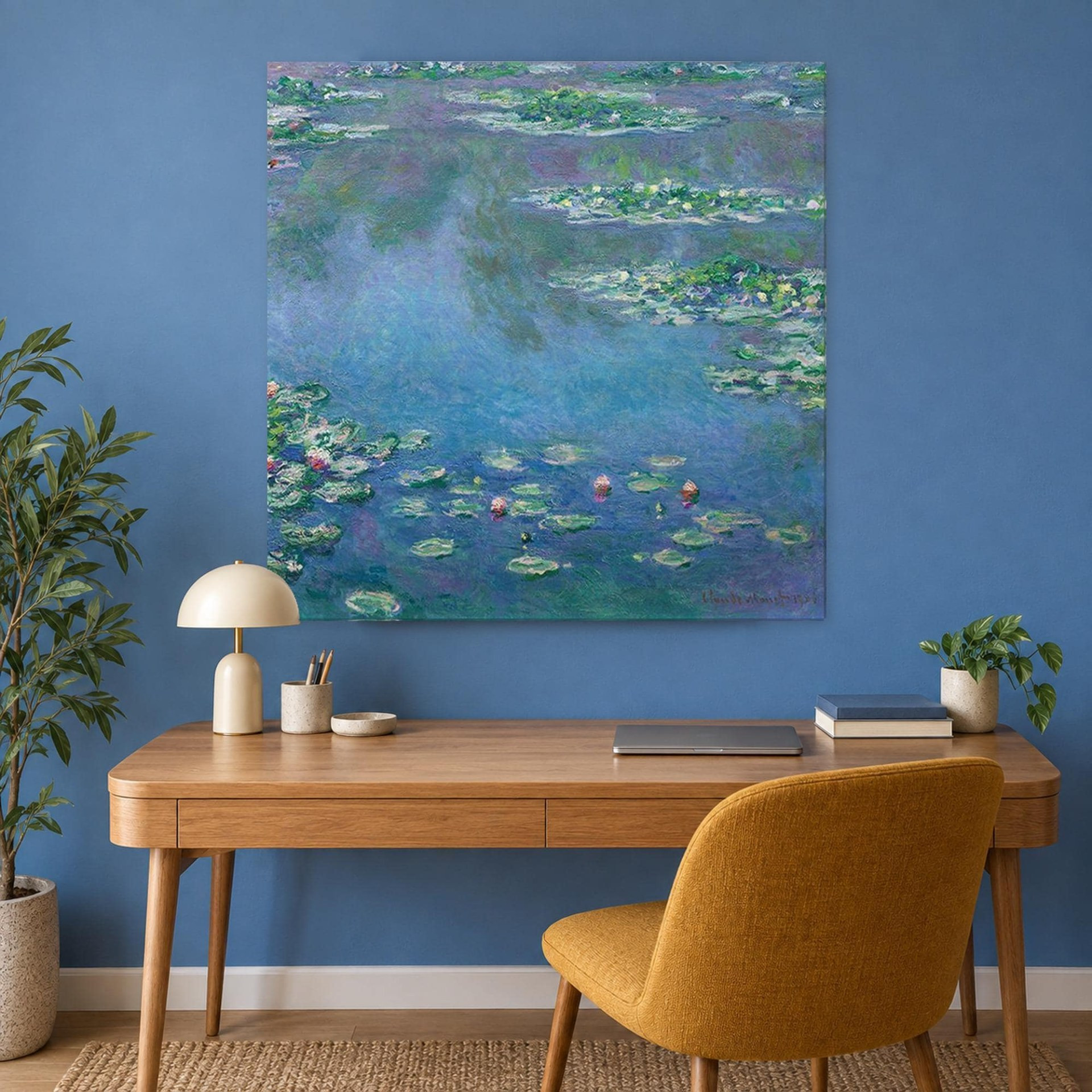 Water Lilies by Claude Monet Square Canvas Wall Art