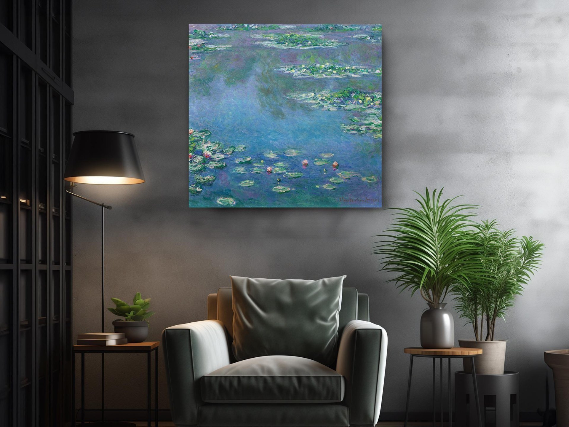 Water Lilies by Claude Monet Square Canvas Wall Art