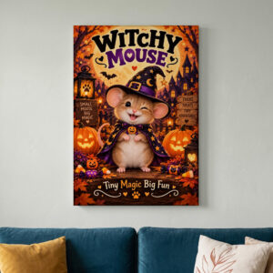 Witchy Mouse Halloween Canvas Wall Art