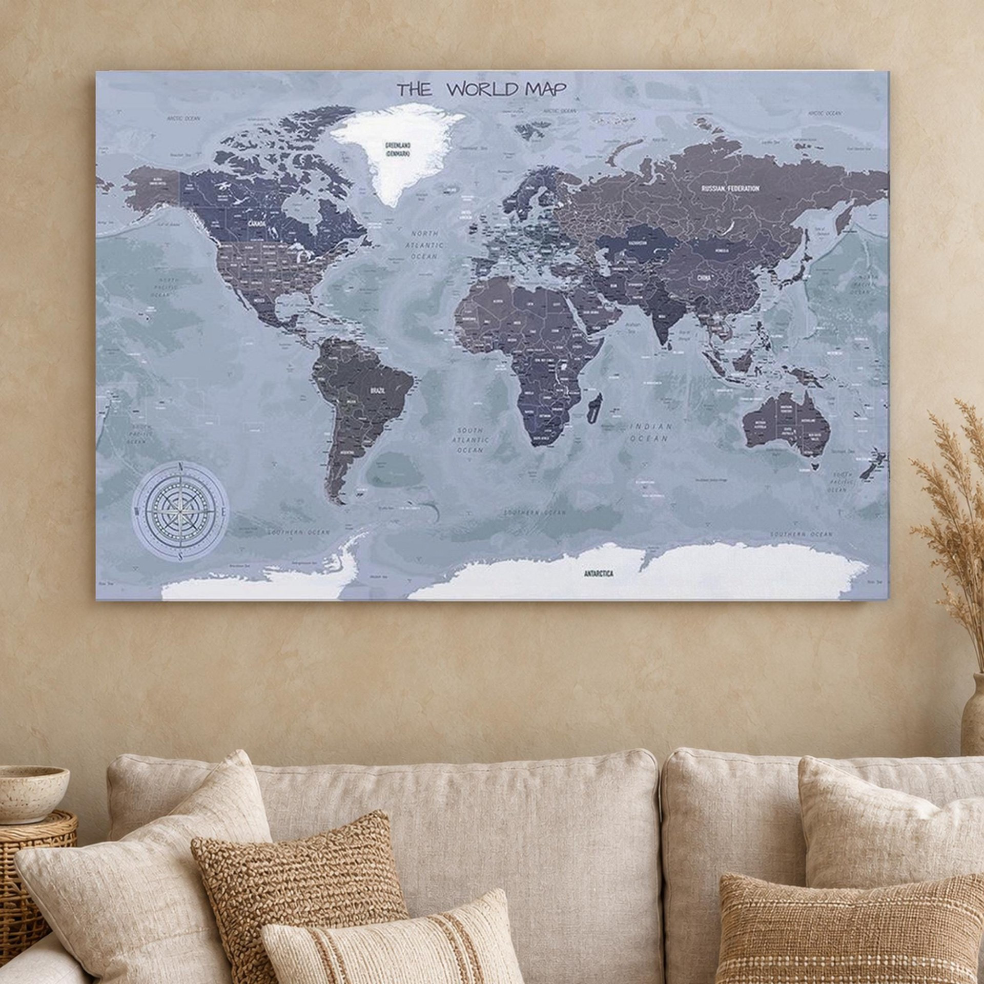World Map Canvas Wall Art