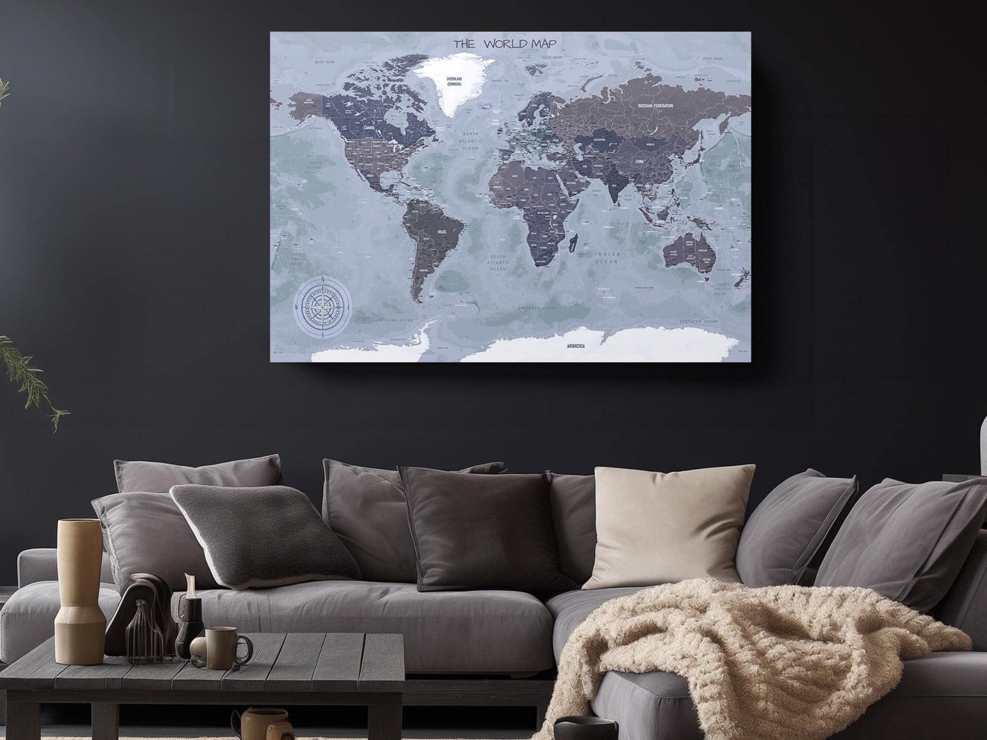 World Map Canvas Wall Art