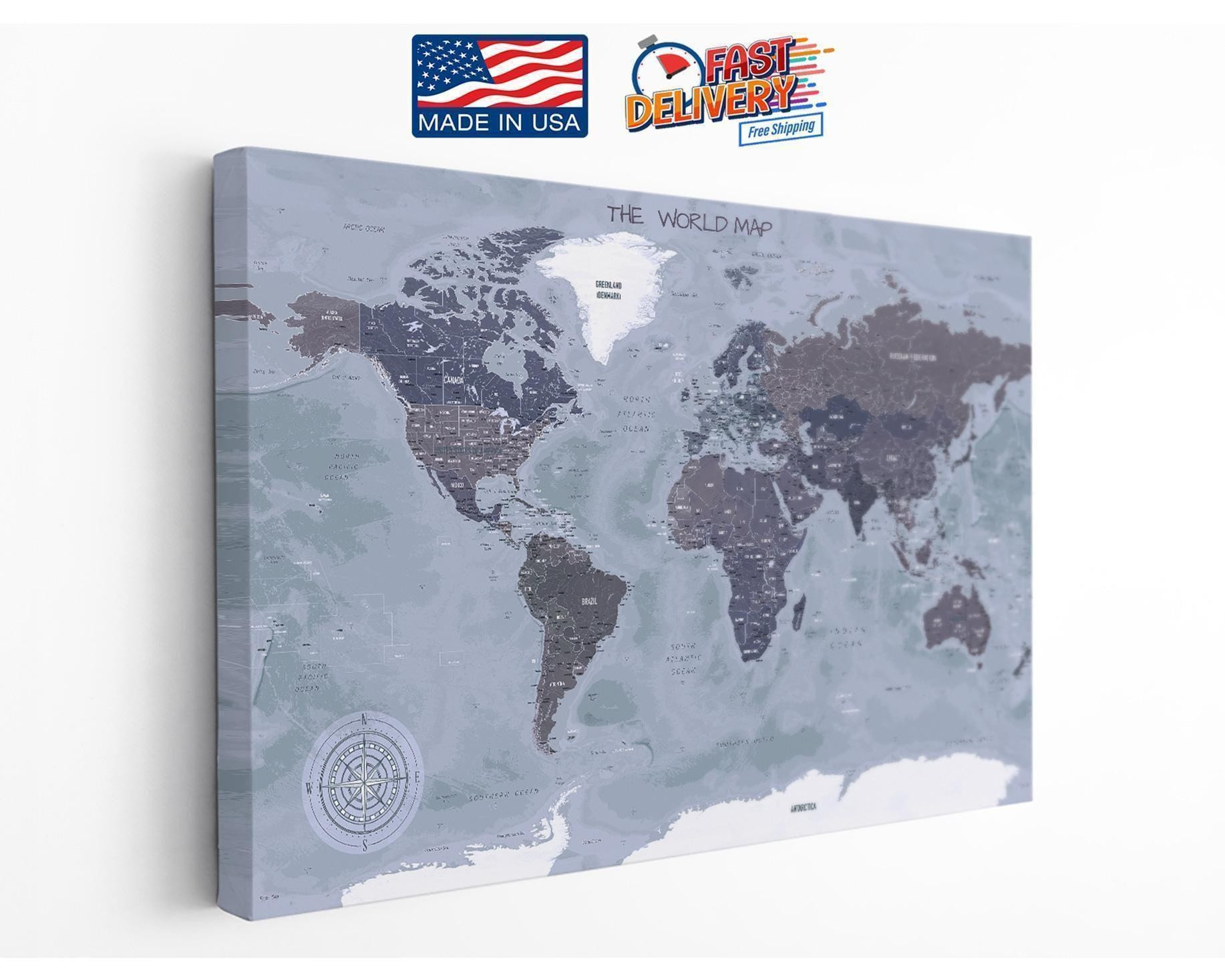 World Map Canvas Wall Art