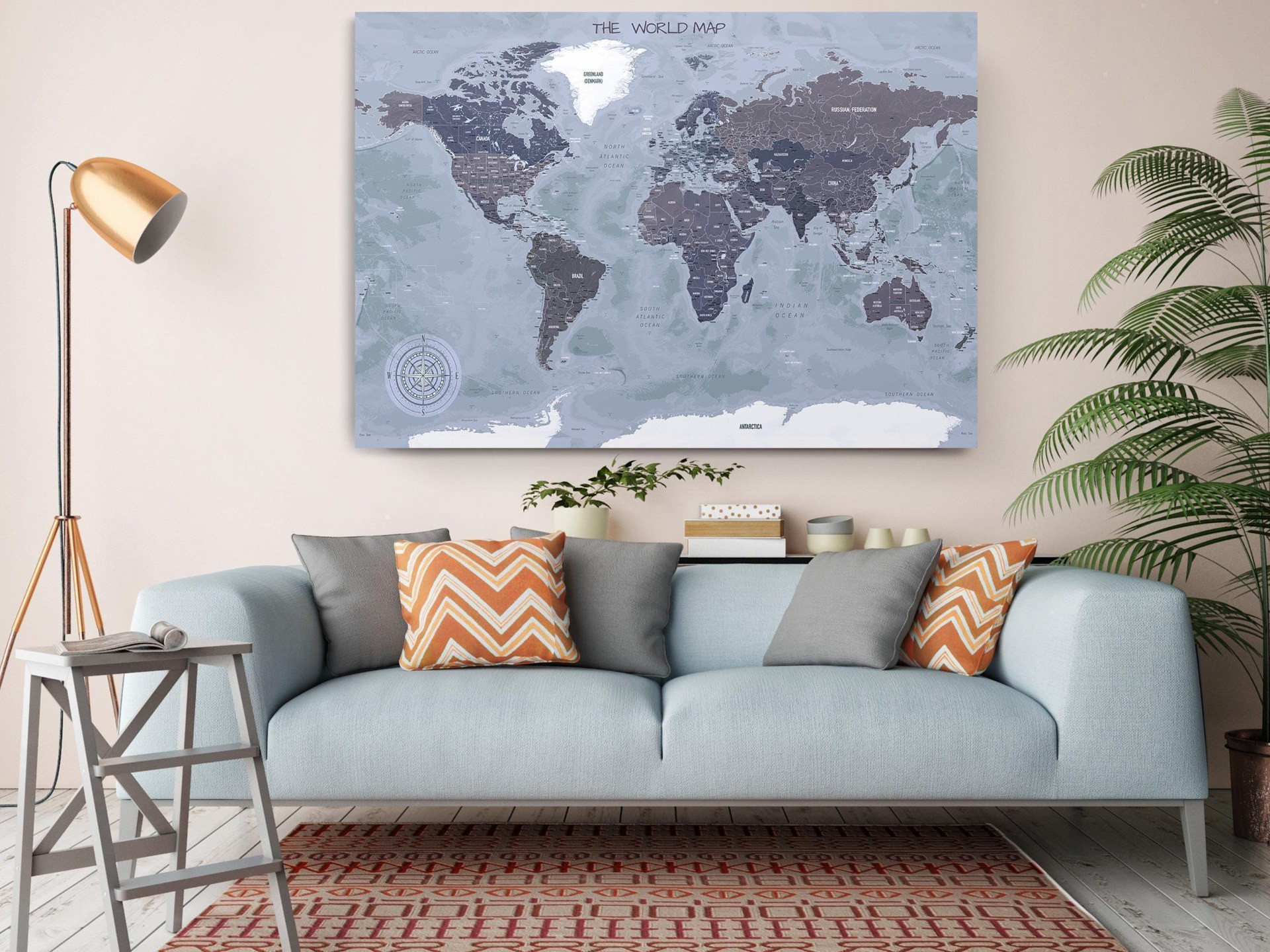 World Map Canvas Wall Art
