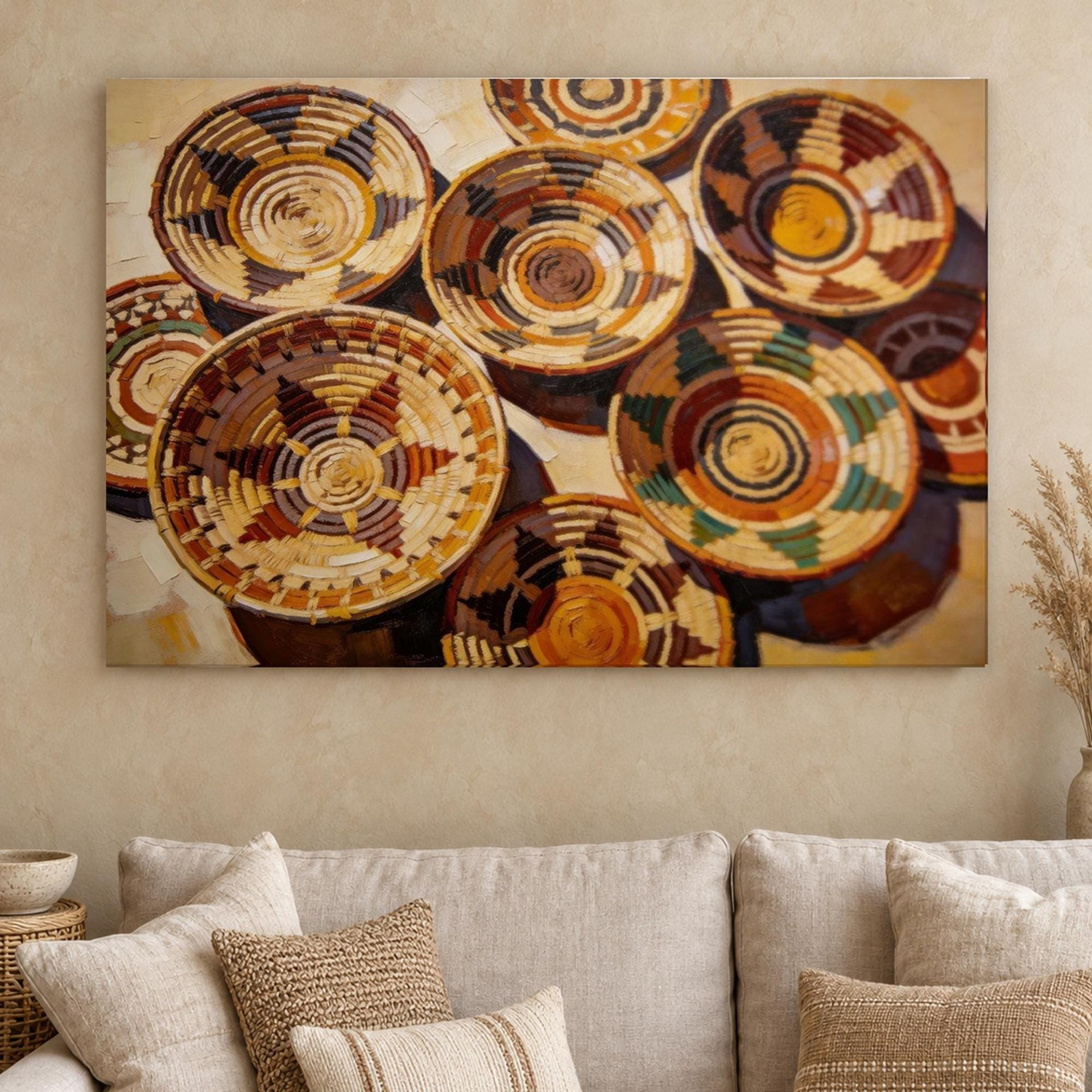 Woven Basket Pattern Canvas Wall Art