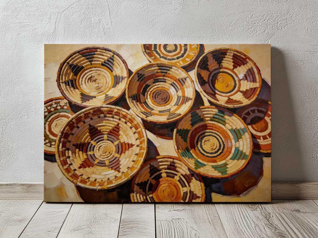 Woven Basket Pattern Canvas Wall Art
