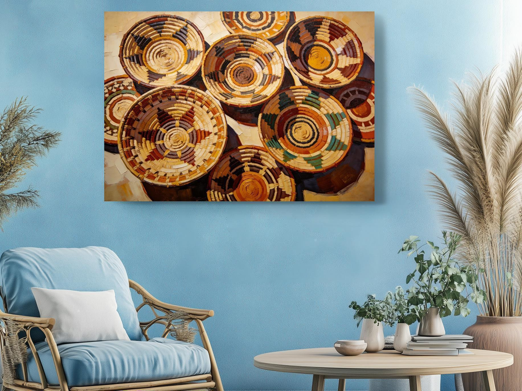 Woven Basket Pattern Canvas Wall Art
