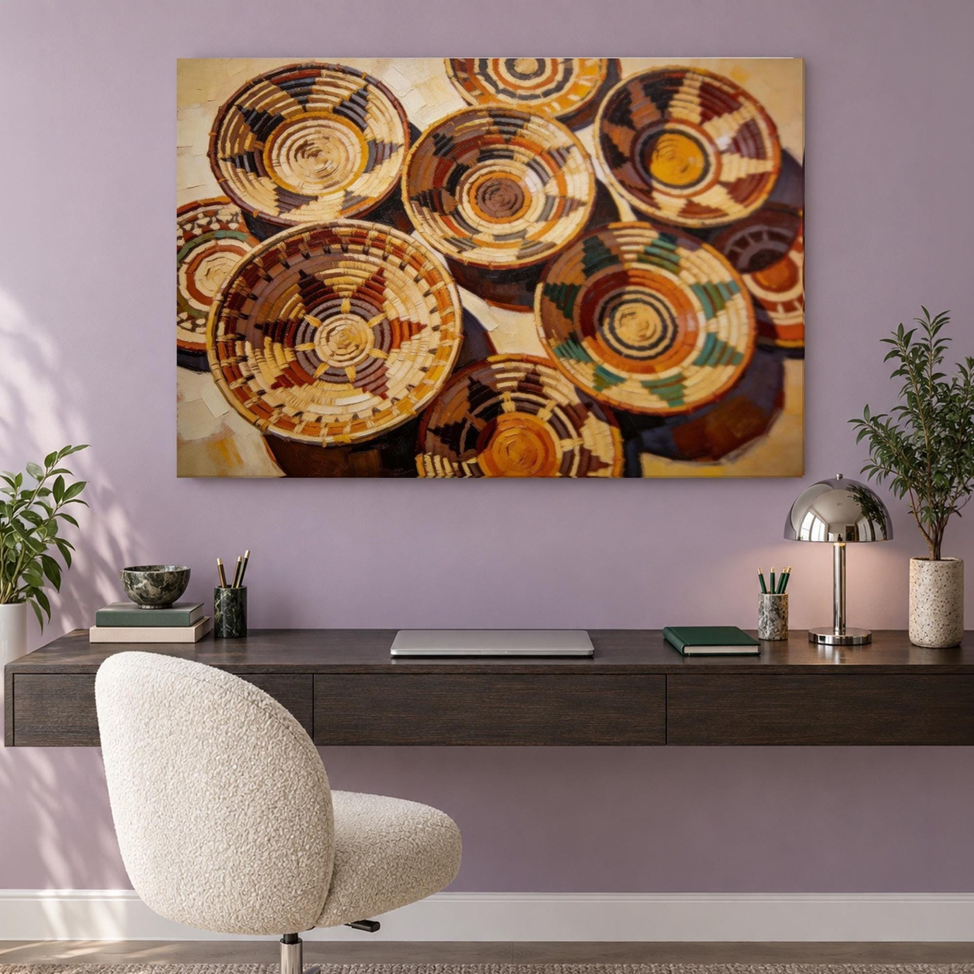 Woven Basket Pattern Canvas Wall Art