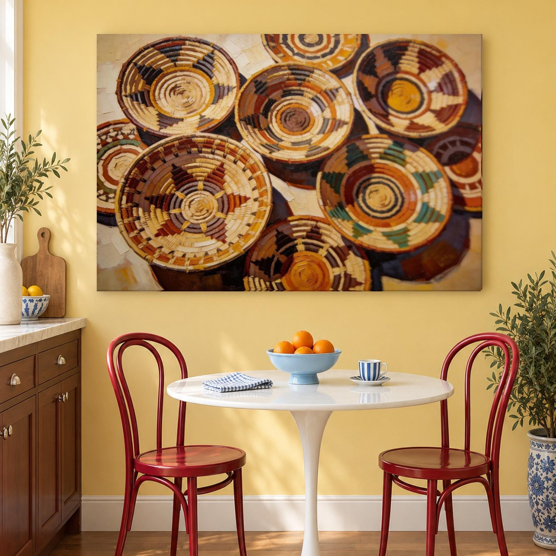 Woven Basket Pattern Canvas Wall Art