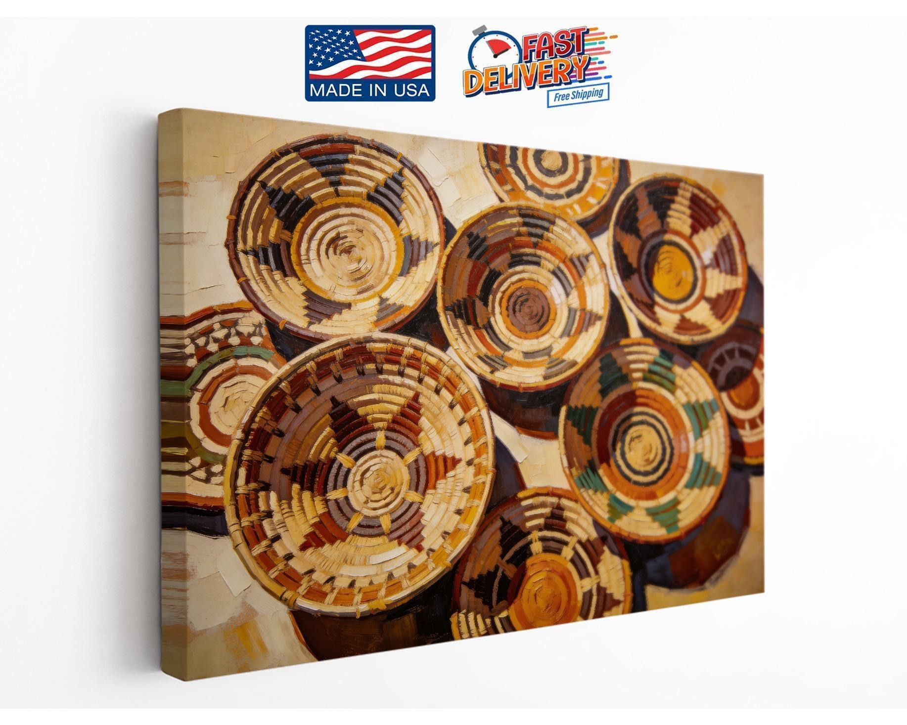 Woven Basket Pattern Canvas Wall Art