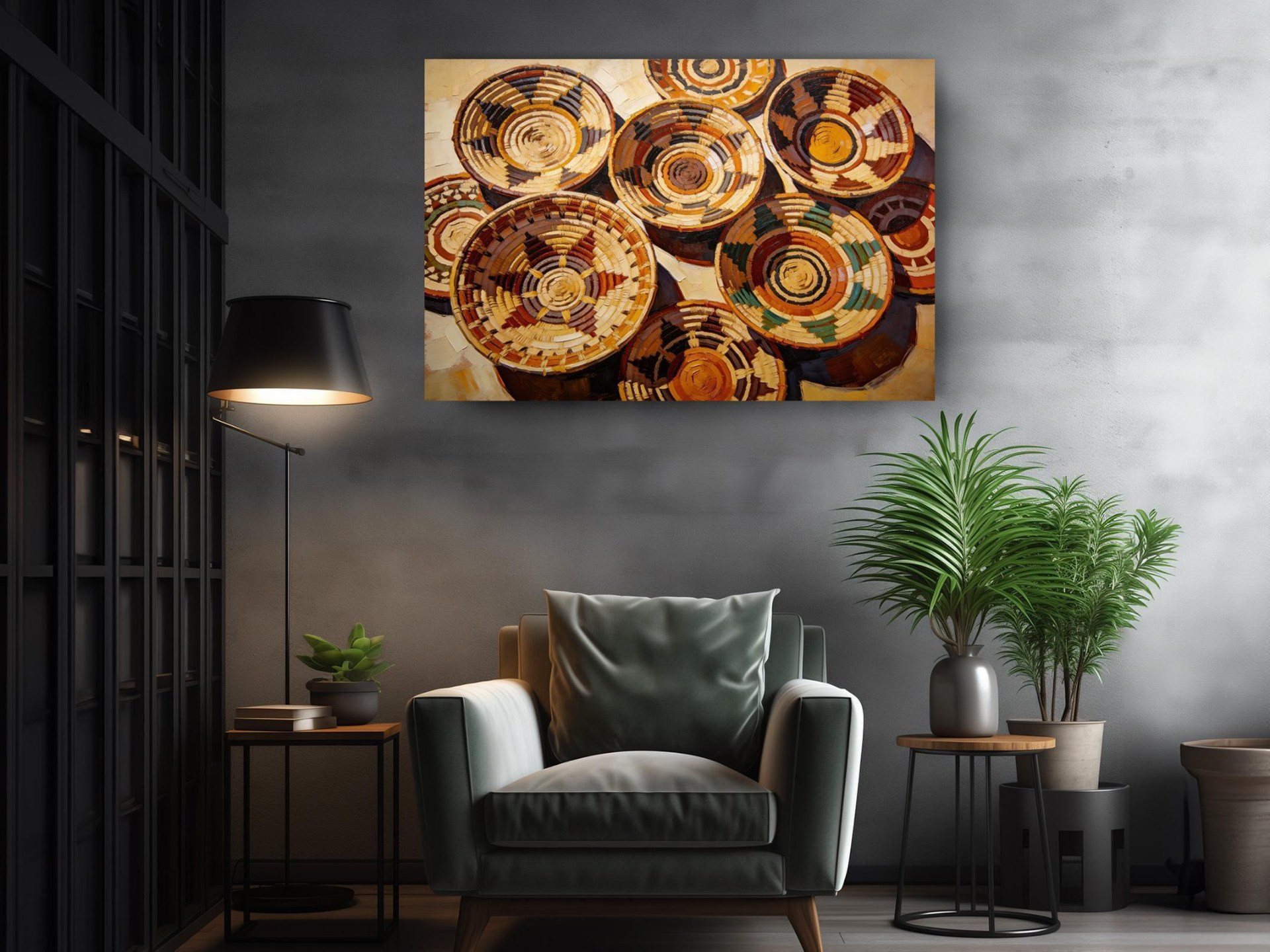 Woven Basket Pattern Canvas Wall Art